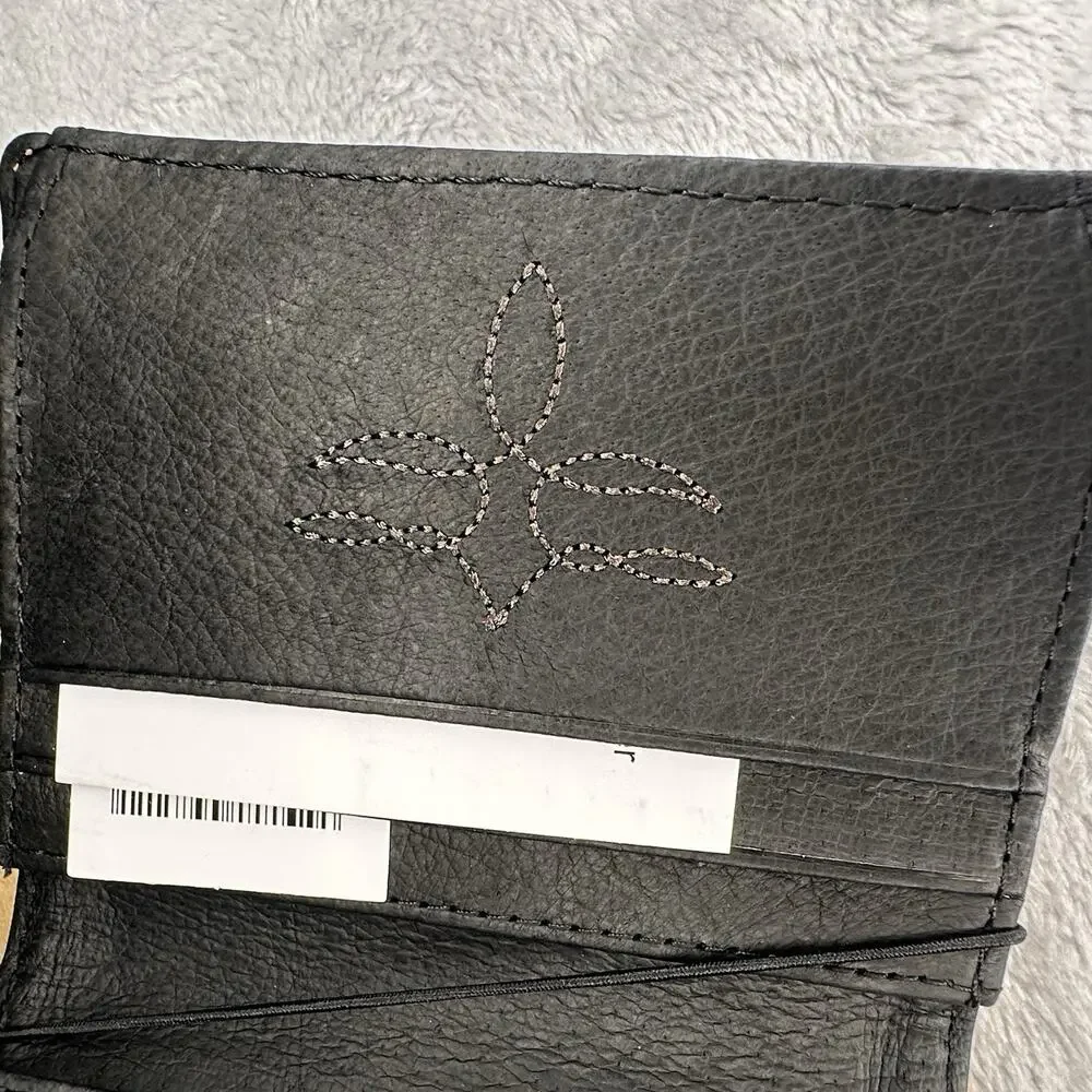 Justin RFID Front Pocket Wallet Brown Genuine Leather Suede Western Boot Stitch